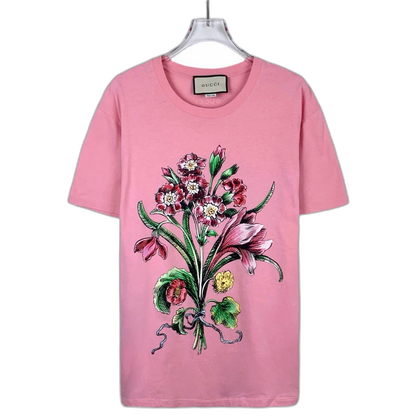 Pink Floral Print Gucci T-Shirt