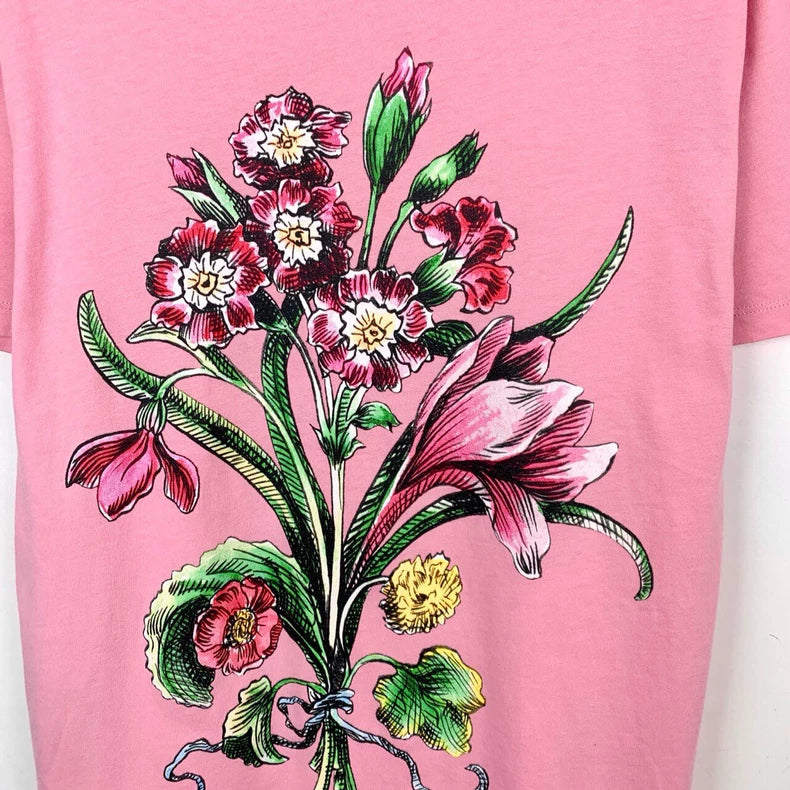 Pink Floral Print Gucci T-Shirt