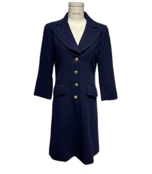 Vintage Dior Blue Wool Coat With Gold Buttons