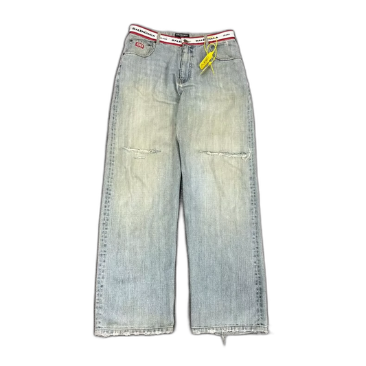 Balenciaga Logo Ripped Denim Pants