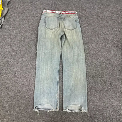 Balenciaga Logo Ripped Denim Pants