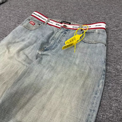 Balenciaga Logo Ripped Denim Pants