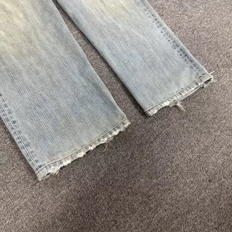 Balenciaga Logo Ripped Denim Pants