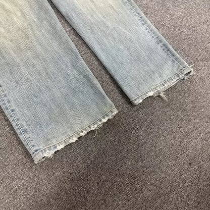 Balenciaga Logo Ripped Denim Pants