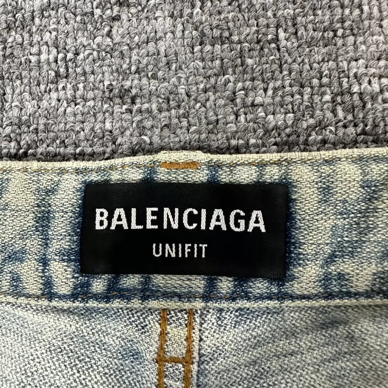Balenciaga Logo Ripped Denim Pants