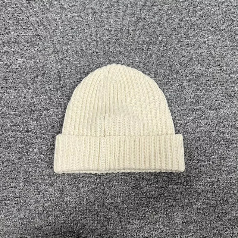 Chanel Cream Wool Logo Beanie Hat