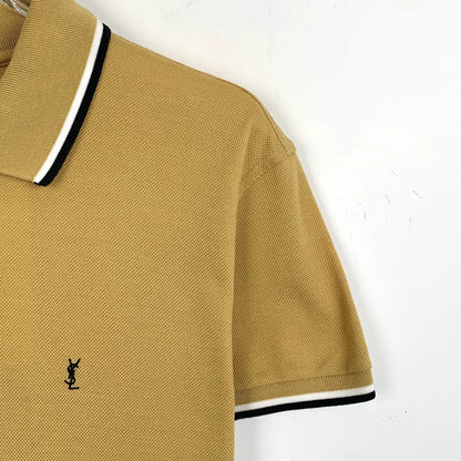 Saint Laurent Yellow Logo Embroidered Polo Shirt