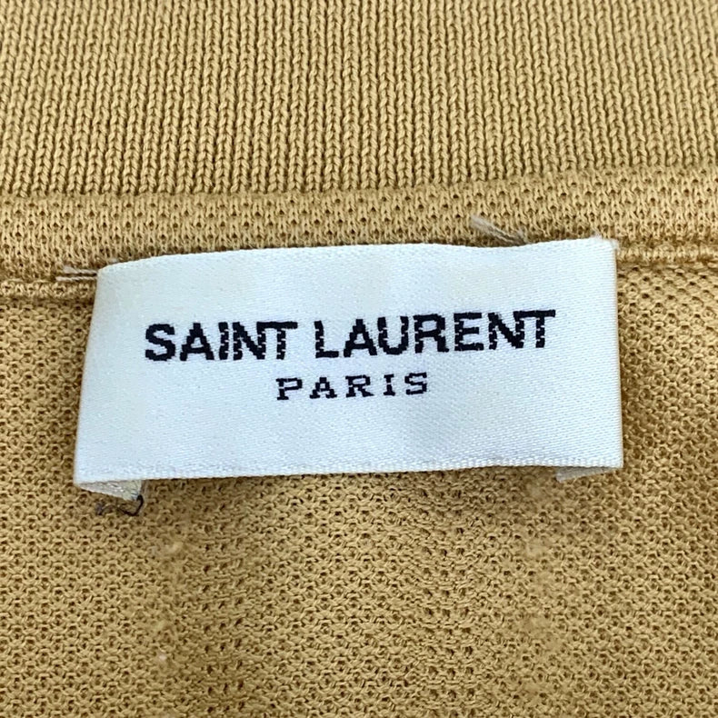 Saint Laurent Yellow Logo Embroidered Polo Shirt