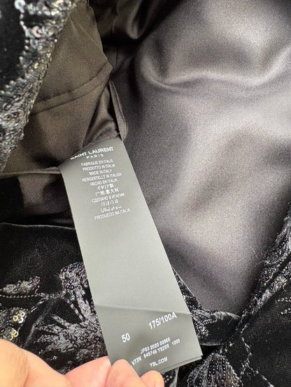 Saint Laurent Black Velvet Embroidered Blazer