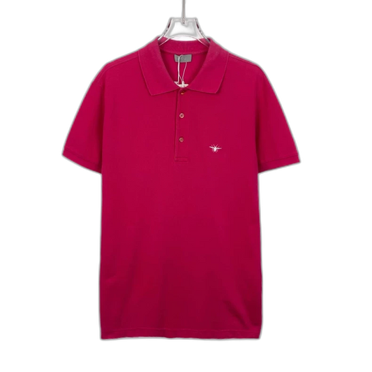 Dior Red Bee Embroidered Polo Shirt
