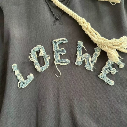 Loewe Embroidered Logo Fringe Hoodie