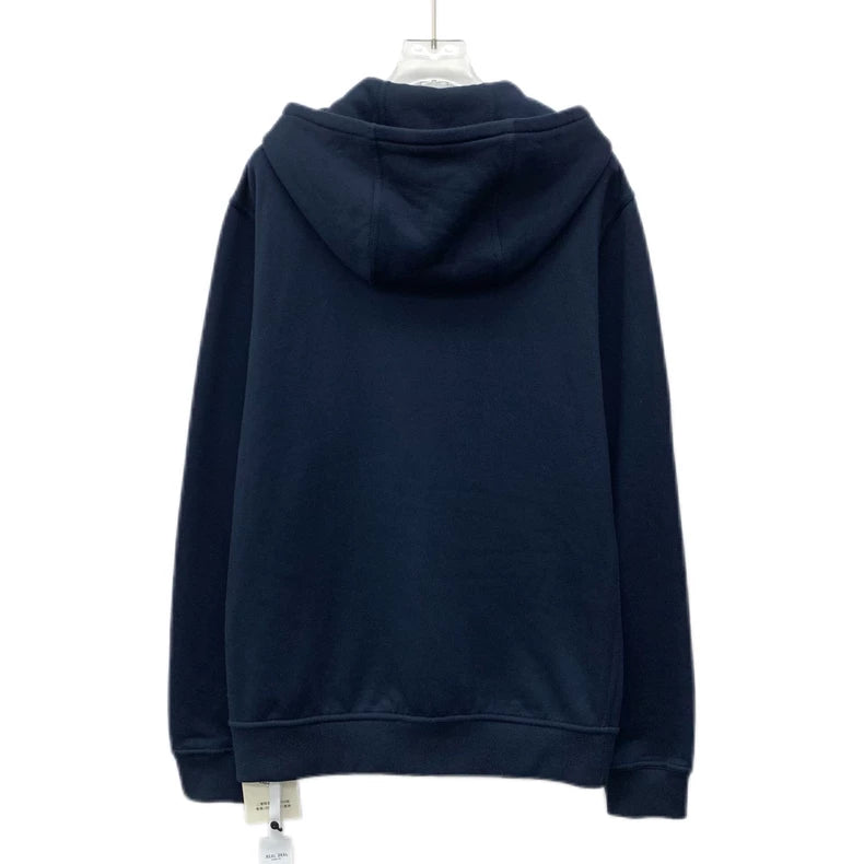 Hermes Blue Cotton Hooded Zip Sweatshirt