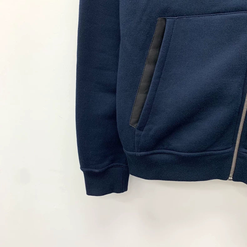 Hermes Blue Cotton Hooded Zip Sweatshirt