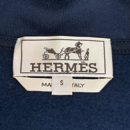 Hermes Blue Cotton Hooded Zip Sweatshirt