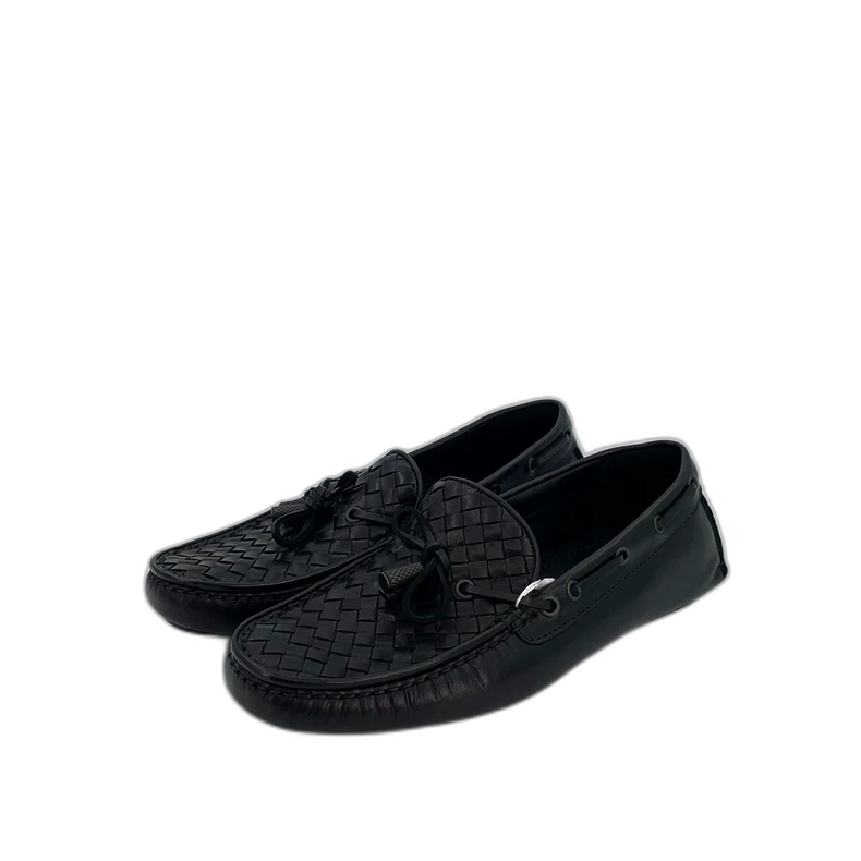 Bottega Veneta Black Woven Loafers Shoes