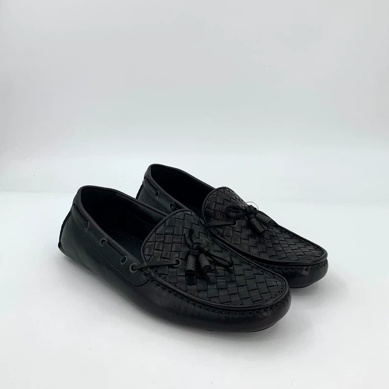 Bottega Veneta Black Woven Loafers Shoes