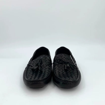 Bottega Veneta Black Woven Loafers Shoes