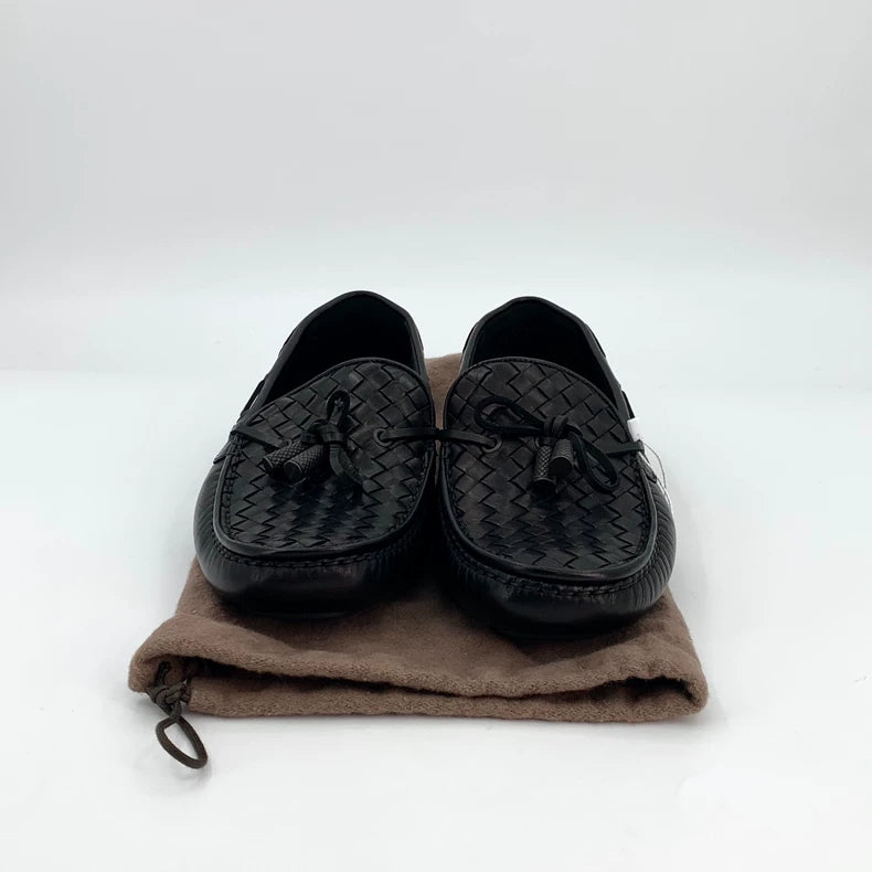 Bottega Veneta Black Woven Loafers Shoes
