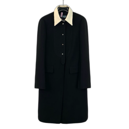 Prada Black Wool Lapel Long Sleeve Coat