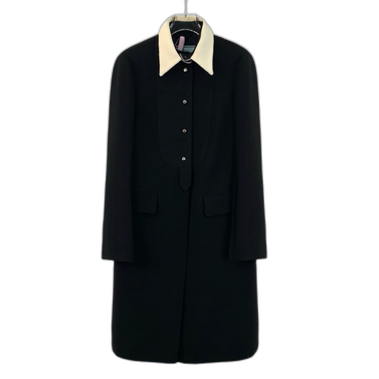 Prada Black Wool Lapel Long Sleeve Coat
