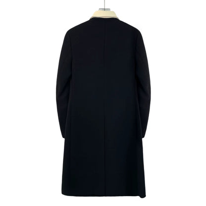 Prada Black Wool Lapel Long Sleeve Coat