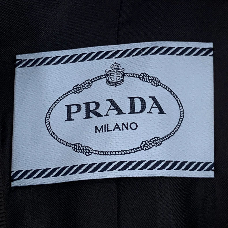Prada Black Wool Lapel Long Sleeve Coat