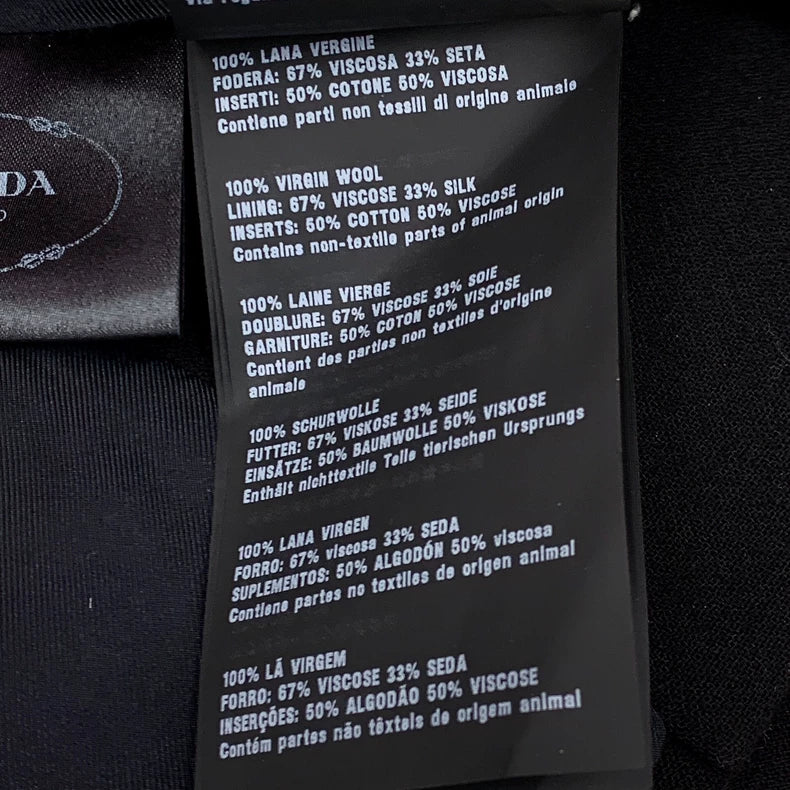 Prada Black Wool Lapel Long Sleeve Coat