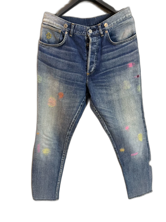 Dior Denim Pants with Colorful Embroidery