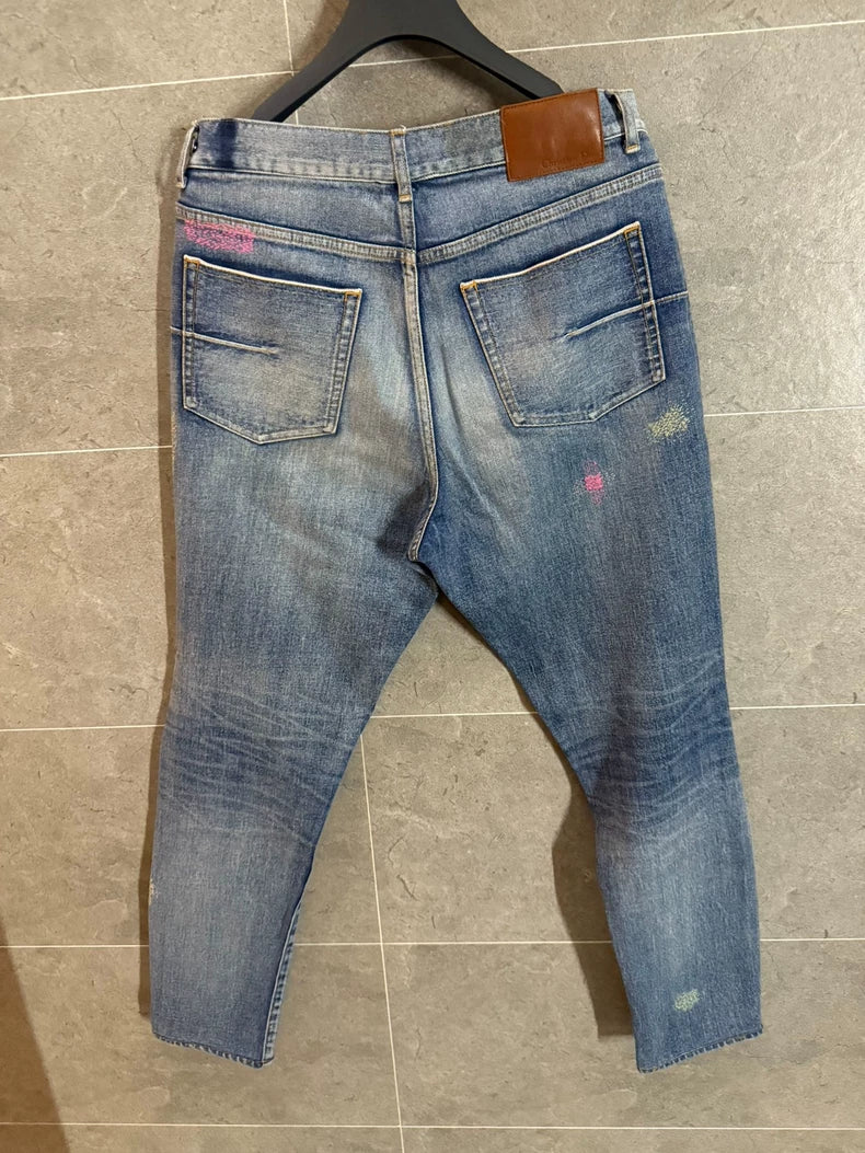 Dior Denim Pants with Colorful Embroidery