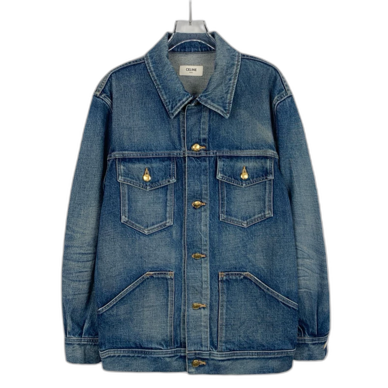 Celine Blue Cotton Long Sleeve Denim Jacket