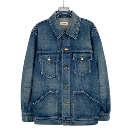 Celine Blue Cotton Long Sleeve Denim Jacket