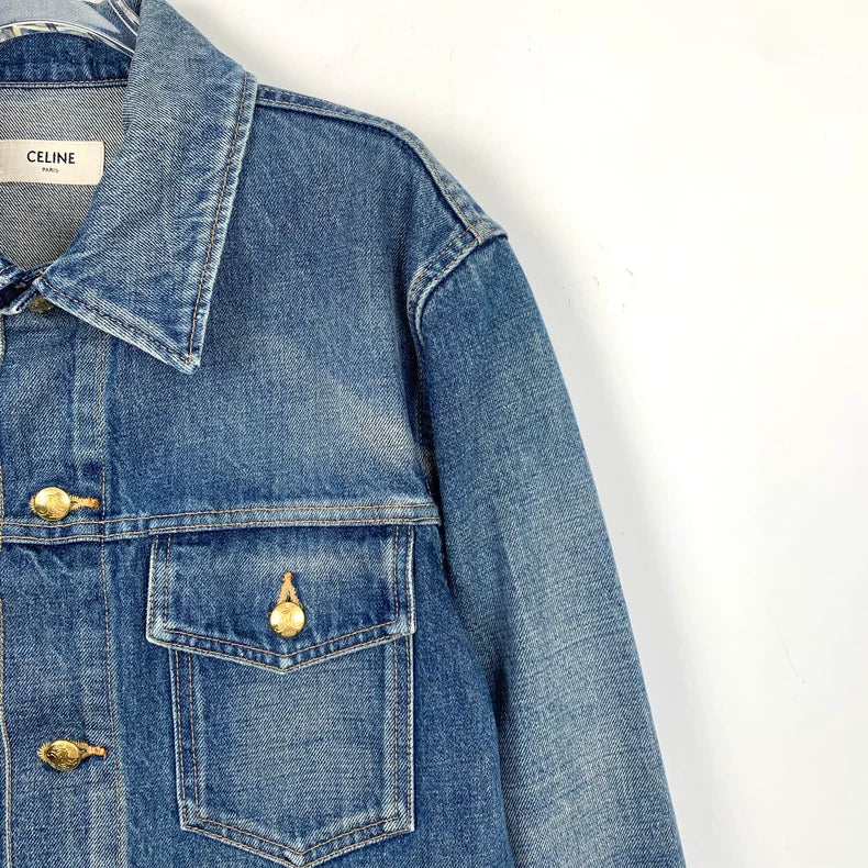 Celine Blue Cotton Long Sleeve Denim Jacket