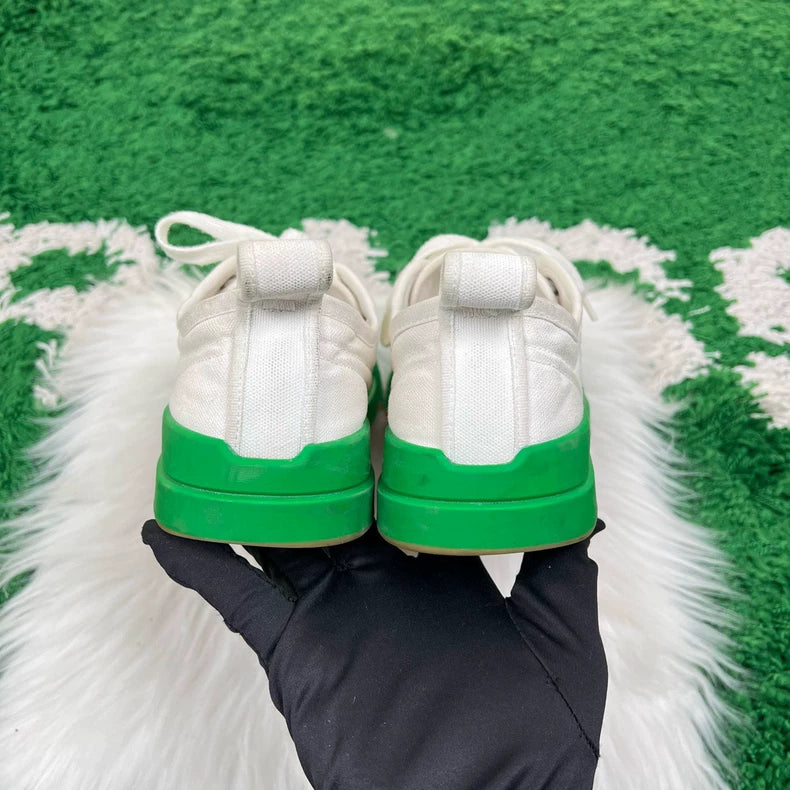 Bottega Veneta White Green Canvas Sneakers