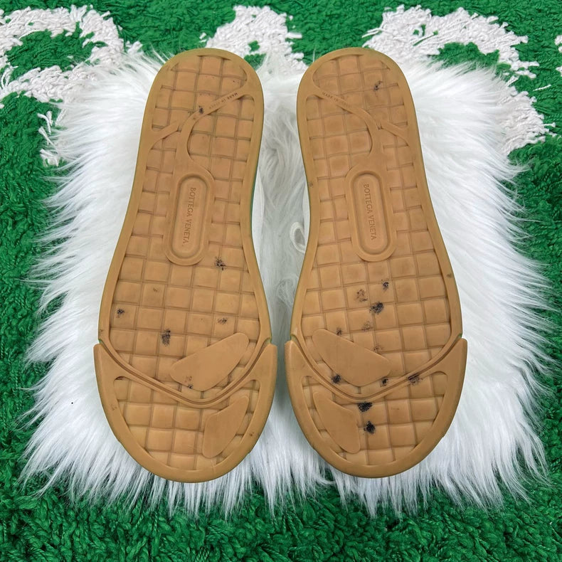 Bottega Veneta White Green Canvas Sneakers