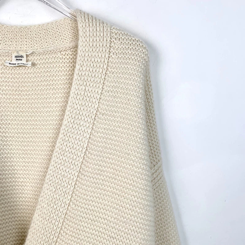 Hermes Beige Cashmere Cardigan Long Coat