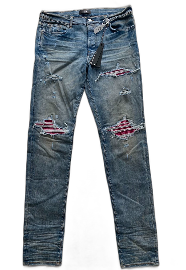 Amiri Water Wash Blue Pink Denim Pants