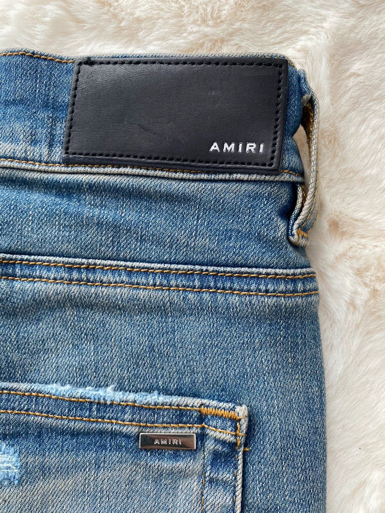 Amiri Water Wash Blue Pink Denim Pants