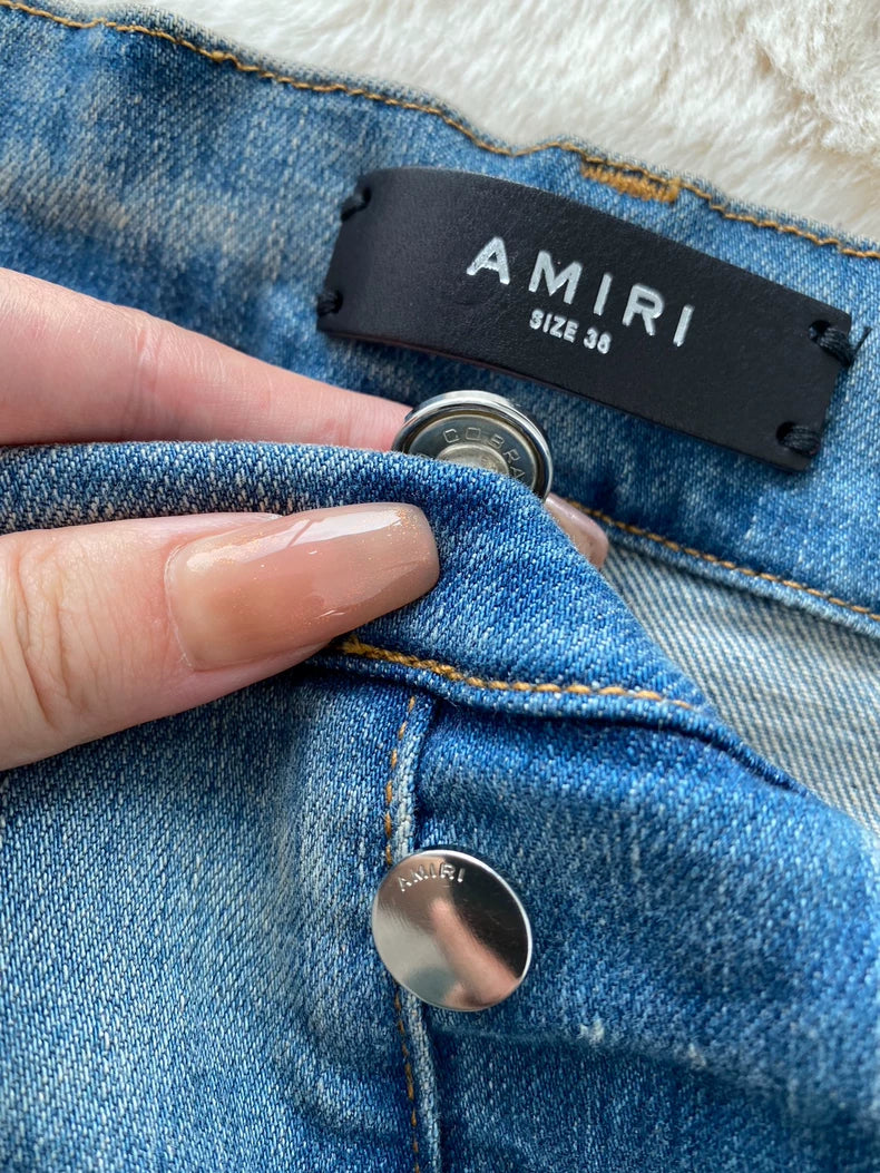 Amiri Water Wash Blue Pink Denim Pants