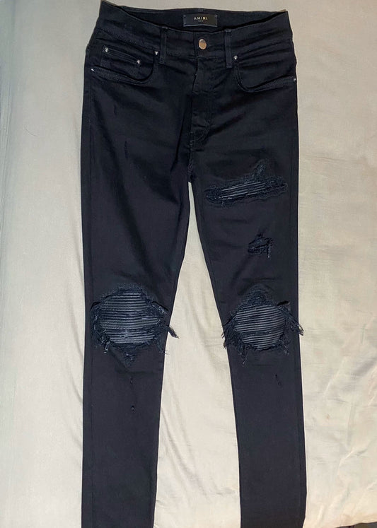 Amiri Black Distressed Skinny Jeans