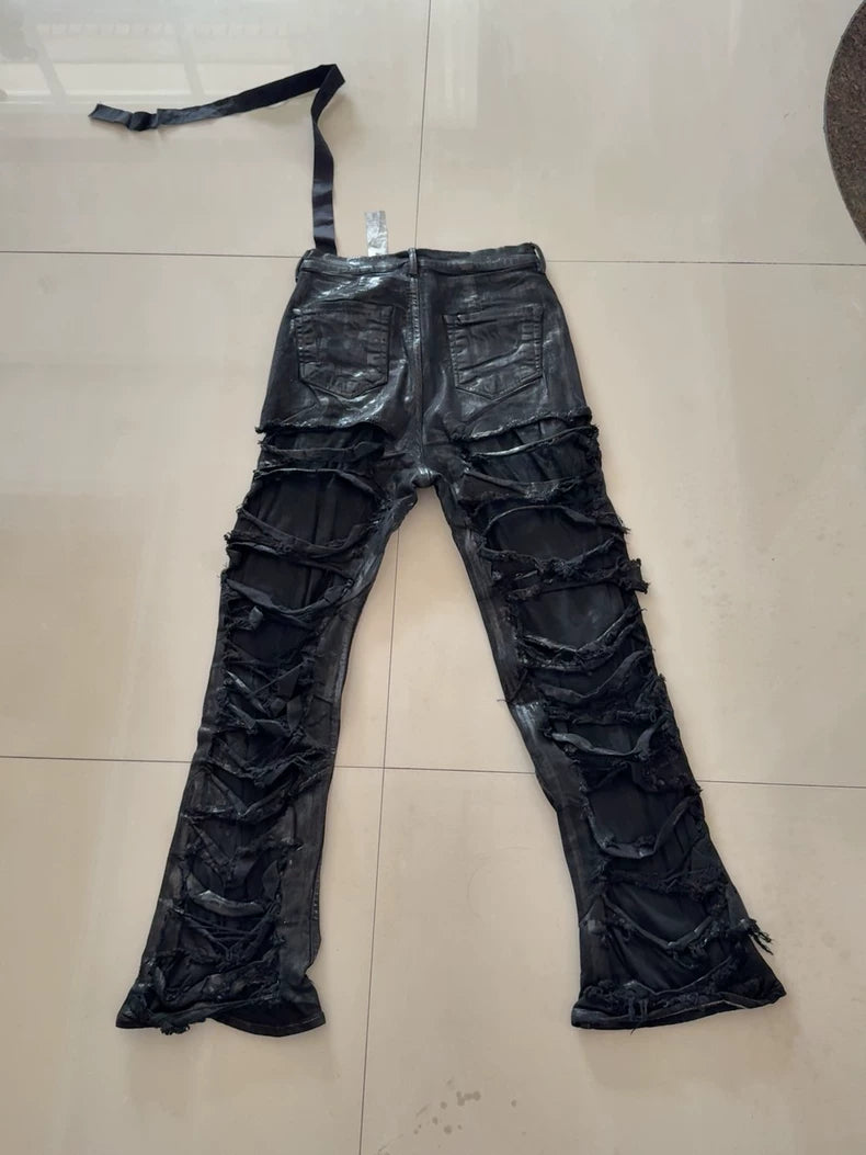 Rick Owens Distressed Flare Denim Jeans