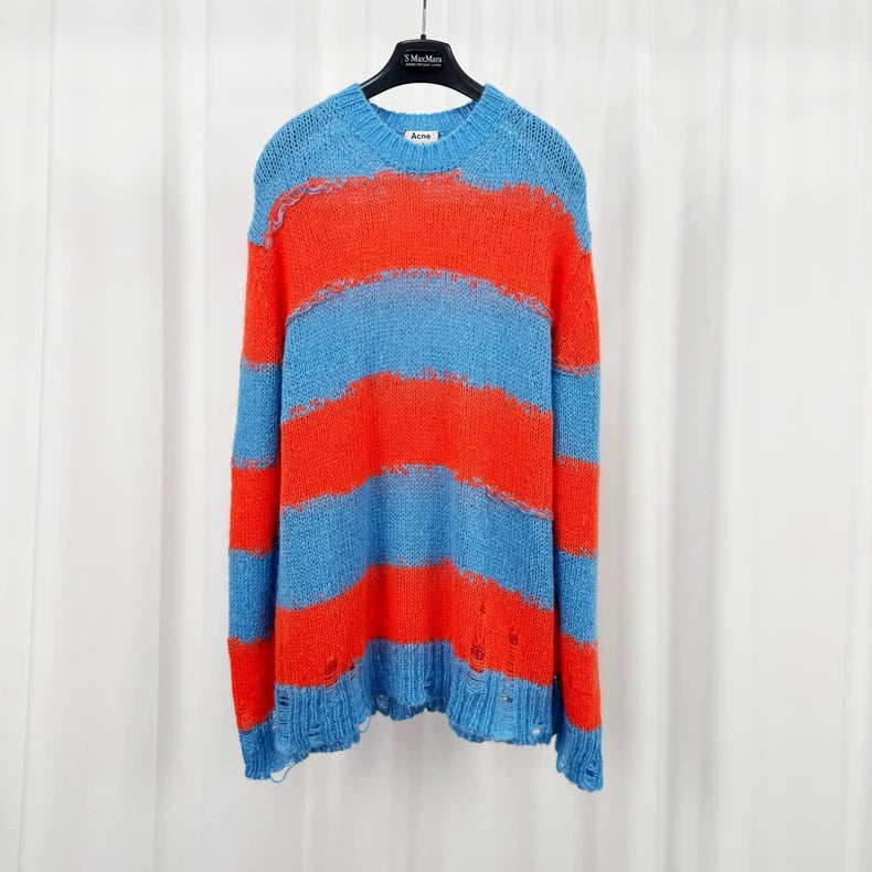 Acne Studios Mohair Stripe Distressed Sweater-yf
