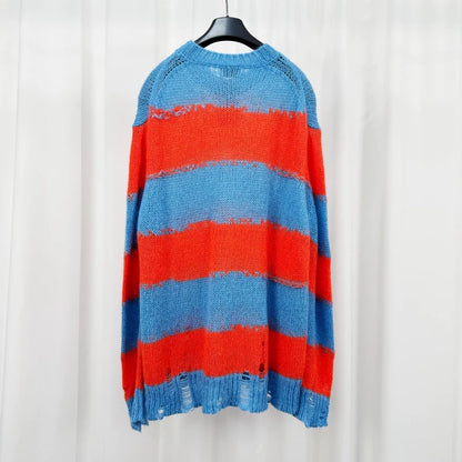 Acne Studios Mohair Stripe Distressed Sweater-yf