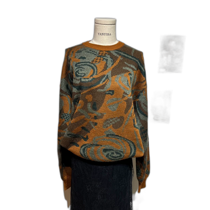 Vintage Wool Sweater Outerwear Coat