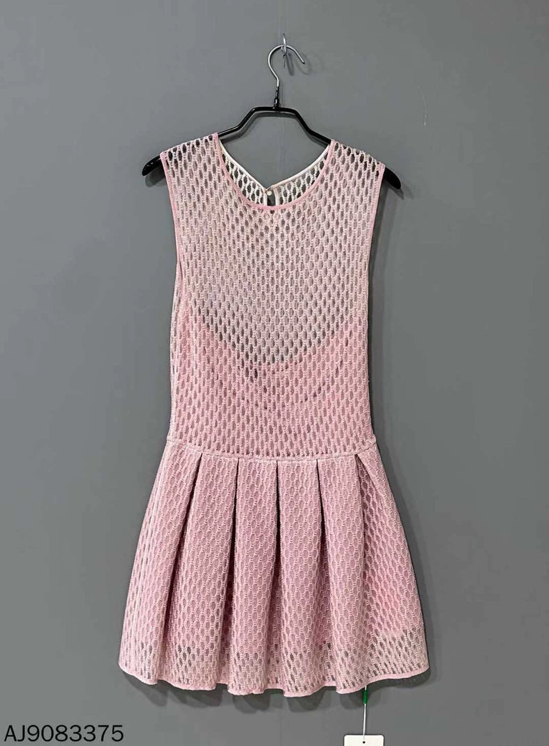 Pink Mesh Hollow Out Dress Dior