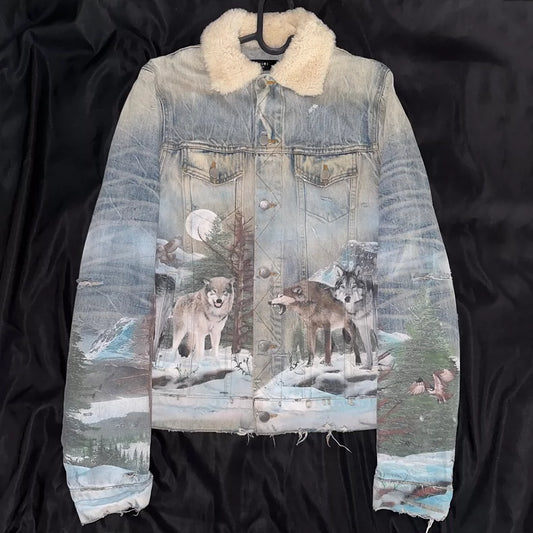 Amiri Shearling Airbrush Trucker Jacket