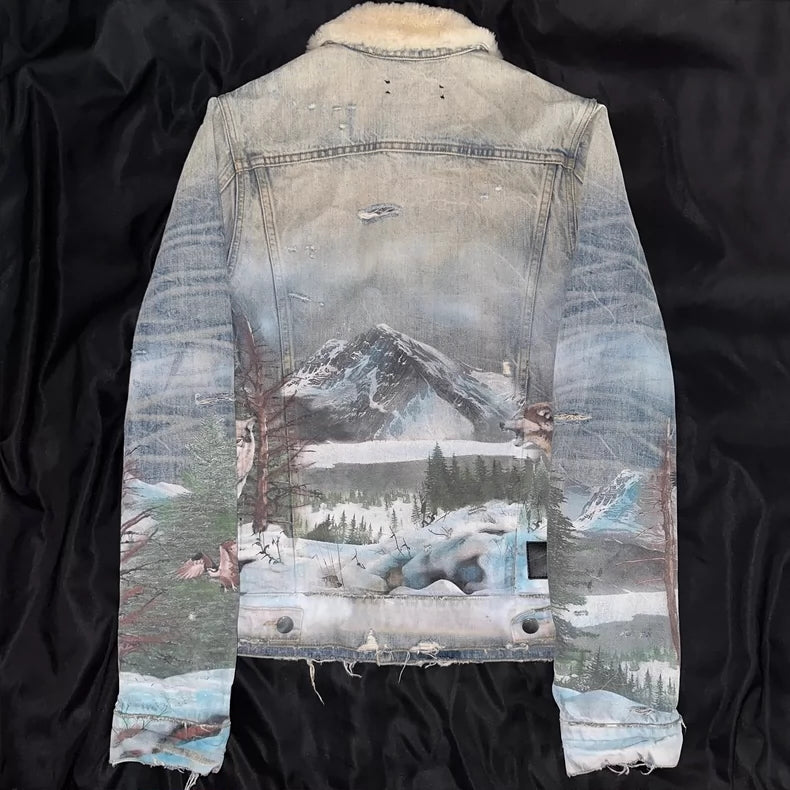 Amiri Shearling Airbrush Trucker Jacket