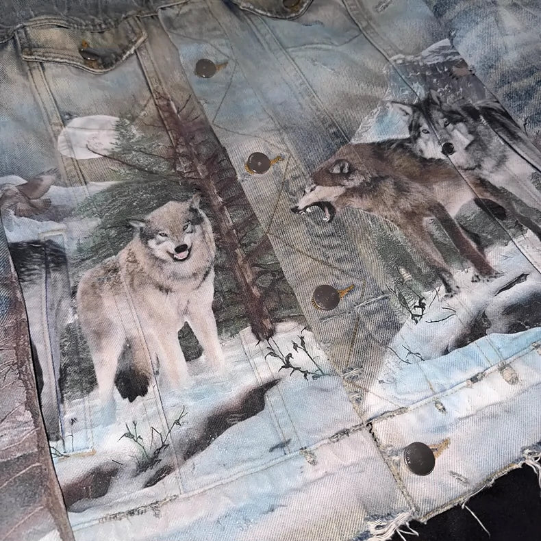 Amiri Shearling Airbrush Trucker Jacket