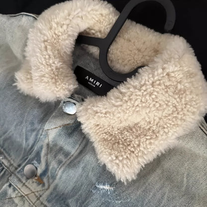 Amiri Shearling Airbrush Trucker Jacket