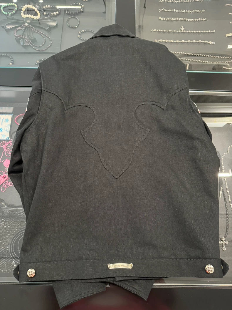 Chrome Hearts Black Flame Denim Jacket-yf