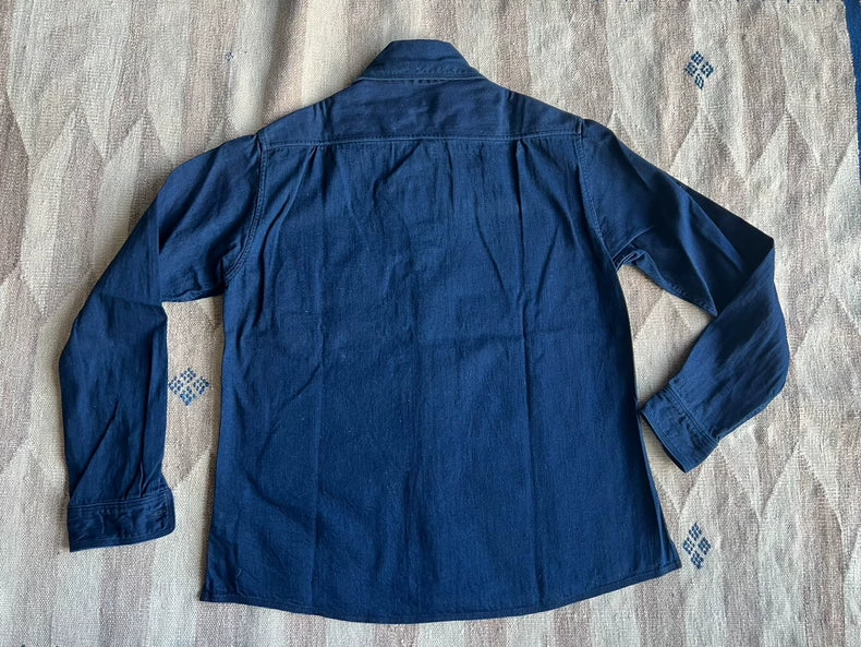 Kapital Blue Dyed Shirt with Unique Collar